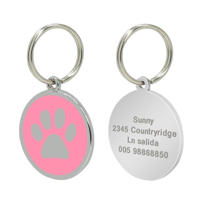 Personalised Engraved Pet ID Tag Pet ID Tags Best Pet Store Paw Disc Pink