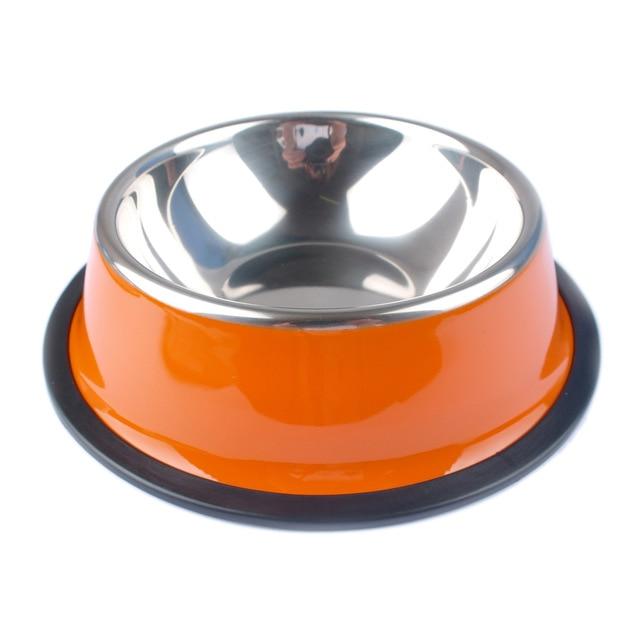 Stainless Steel Pet Food and Water Bowl 4 Colours! Pet Bowls, Feeders & Waterers Best Pet Store Orange Small