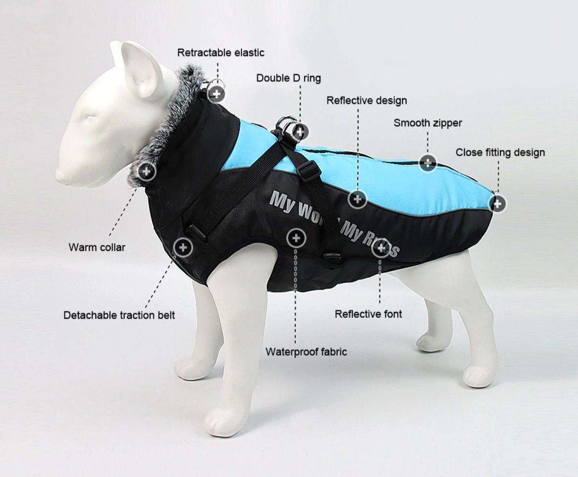 Waterproof Winter Thick Dog Coat With Harness Dog Apparel Best Pet Store