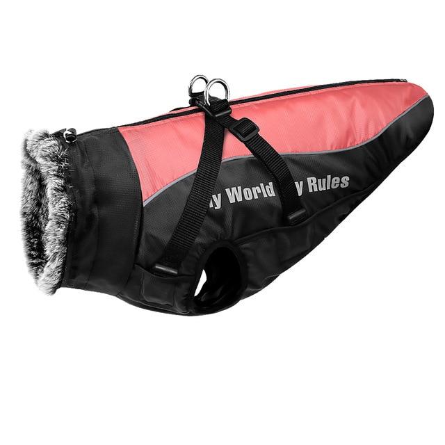 Waterproof Winter Thick Dog Coat With Harness Dog Apparel Best Pet Store Pink X Large