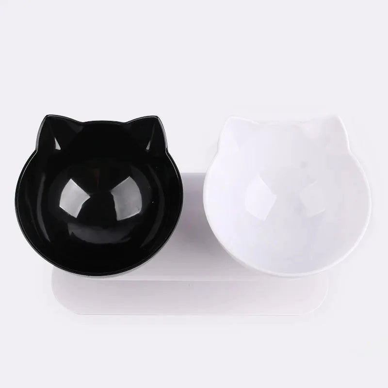 Non-Slip Double Cat Bowls Pet Bowls, Feeders & Waterers Best Pet Store Black & white 