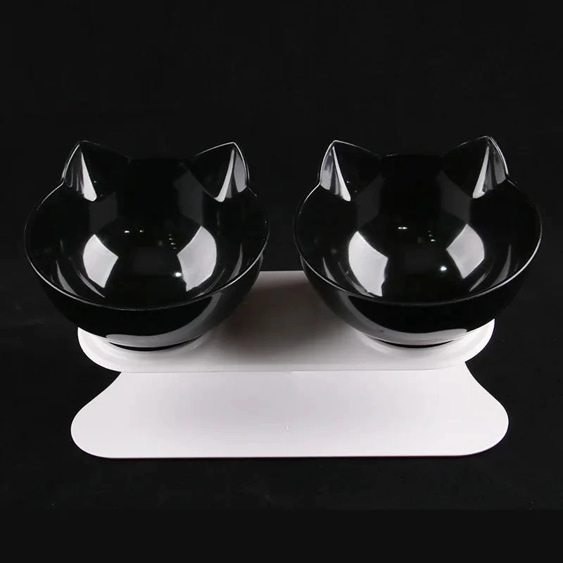 Non-Slip Double Cat Bowls Pet Bowls, Feeders & Waterers Best Pet Store Double Black 