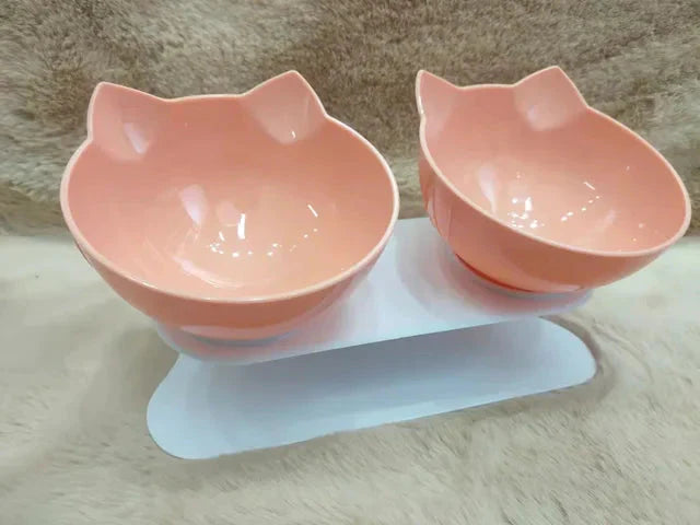 Non-Slip Double Cat Bowls Pet Bowls, Feeders & Waterers Best Pet Store Double Orange 