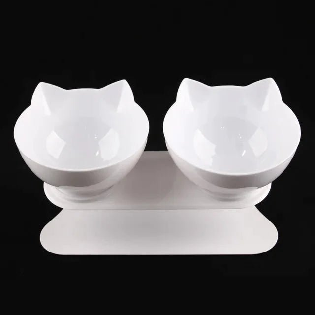 Non-Slip Double Cat Bowls Pet Bowls, Feeders & Waterers Best Pet Store Double White 