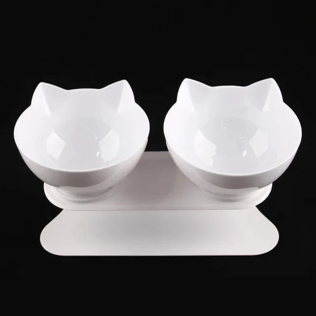 Non-Slip Double Cat Bowls Pet Bowls, Feeders & Waterers Best Pet Store Double White 