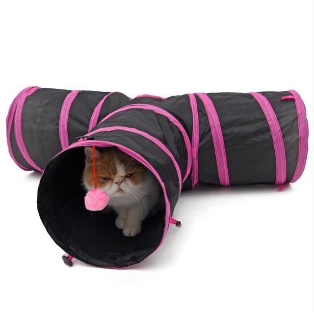 Quality Portable Pet Tunnels Cat Toys Best Pet Store Pink 3 Holes 