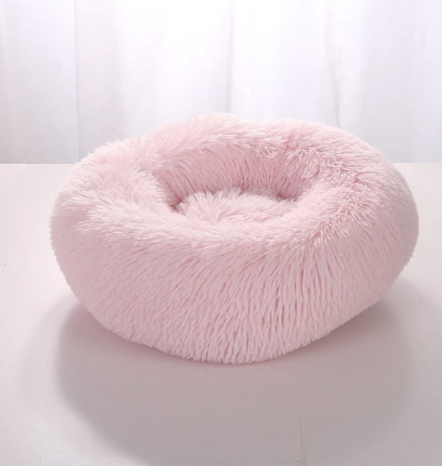 Pink fluffy dog outlet bed