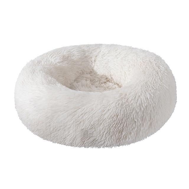 Soft and Fluffy Plush Calming Pet Bed With Removable Cover Dog Beds Best Pet Store White Small 50CM 