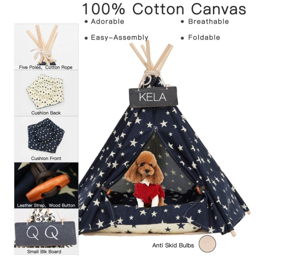 TeePee Tent Pet Bed - 7 Designs! Dog Beds Best Pet Store 