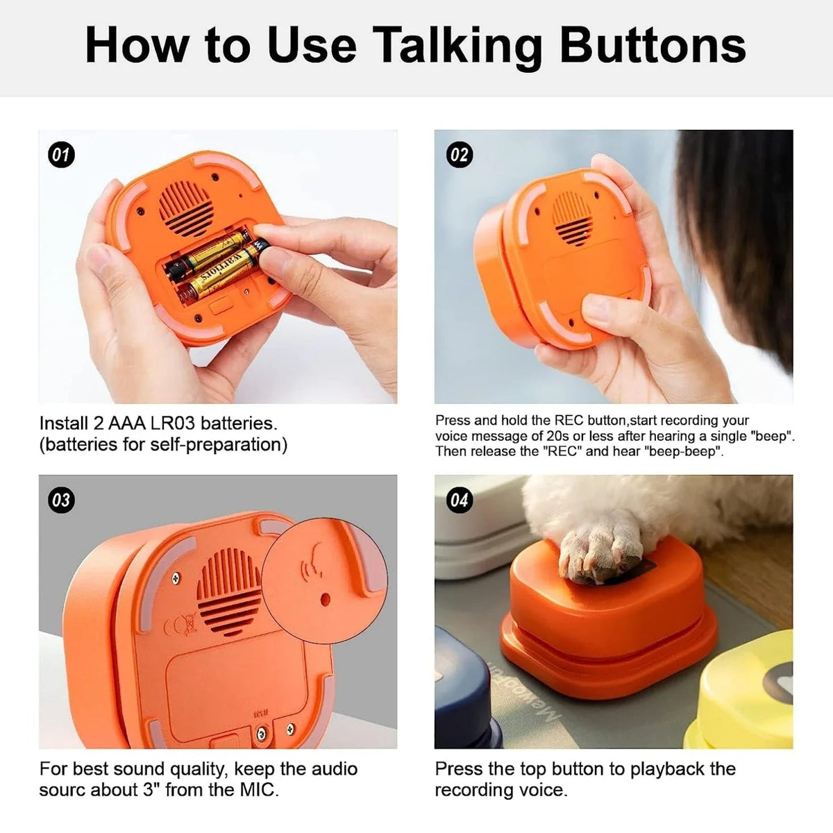 Voice Recording Buttons Dog Toy Dog Toys Best Pet Store 