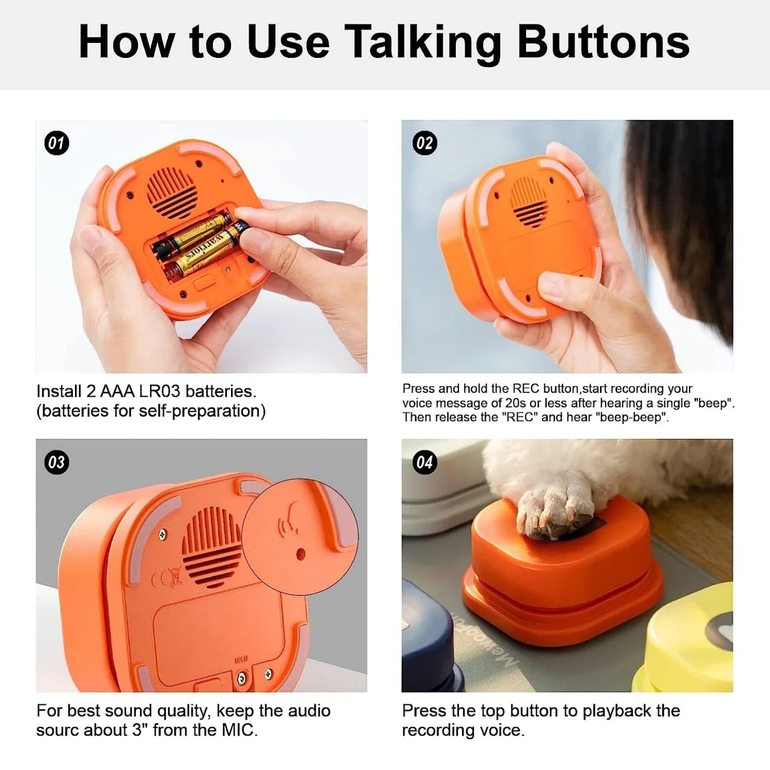 Voice Recording Buttons Dog Toy Dog Toys Best Pet Store 